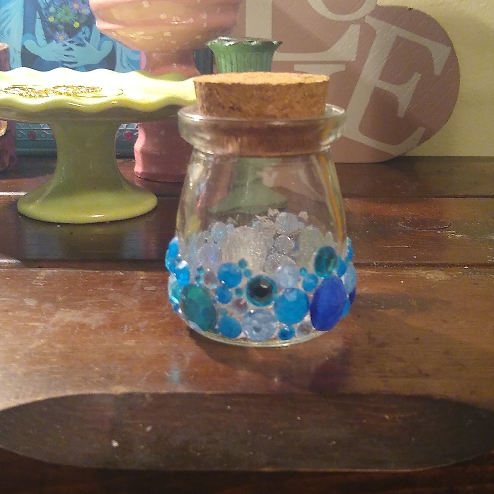 Hand Decorated Rhinestone Stash Jar